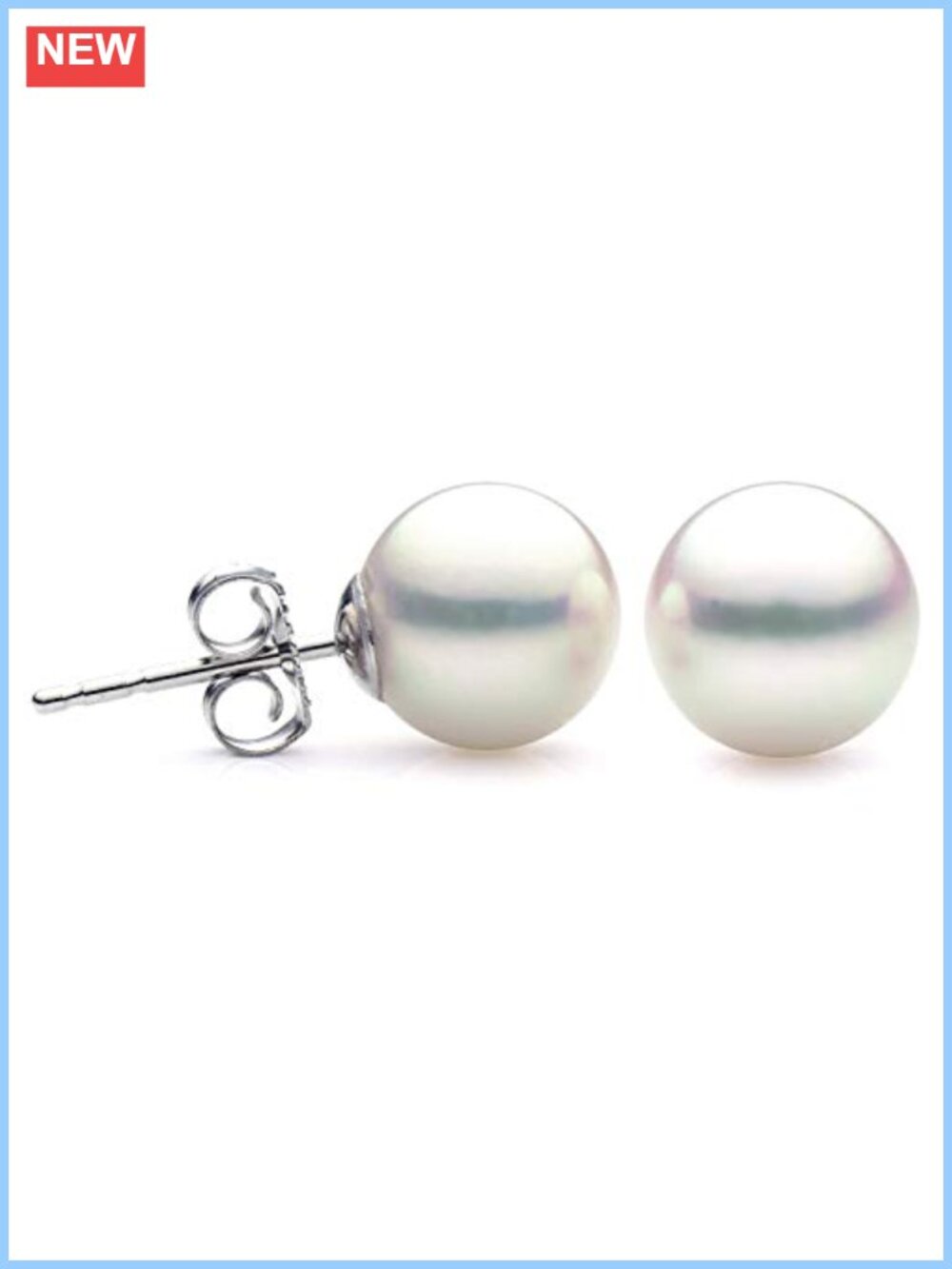14K White Gold 7-7.5mm Akoya Pearl Stud Earrings AAAA